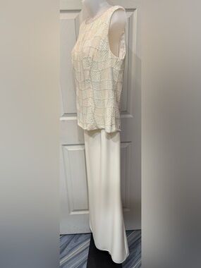 Vintage Ivory Beaded Formal Sleeveless Top and Skirt Set